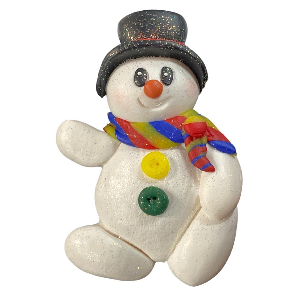 Snowman Kitschy Pin Vintage Christmas Winter  Resin Jewelry Brooch